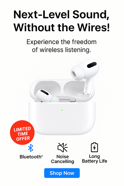 Airpods Wireless Earbuds | Deep Bass, Touch Control, 25H Playtime